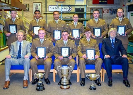 Graduation of Ammunition Technicians at Kineton, Course 1702 AT2, with Lt Col (Retd) Fred Moughton and Rod (Fluff) Roberts from the Didcot and Kineton Branch of the RAOC Association